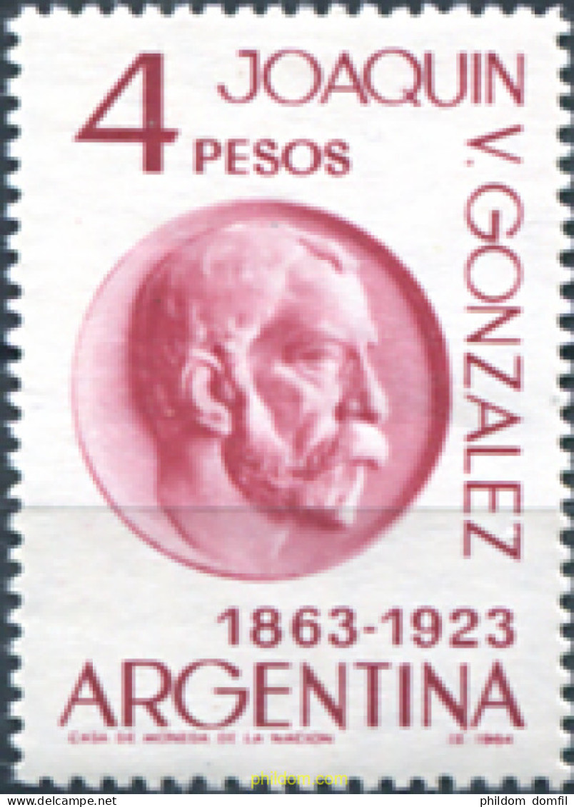 727005 HINGED ARGENTINA 1964 CENTENARIO DEL NACIMIENTO DE JOAQUIN V. GONZALEZ - Ongebruikt