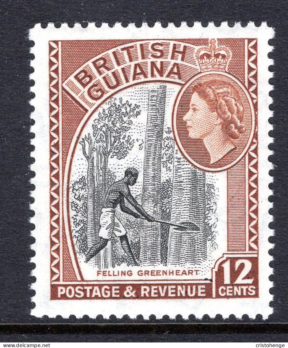 British Guiana 1954-63 QEII Pictorials - 12c Felling Greenheart - Reddish-brown - MNH (SG 338) - Guayana Británica (...-1966)