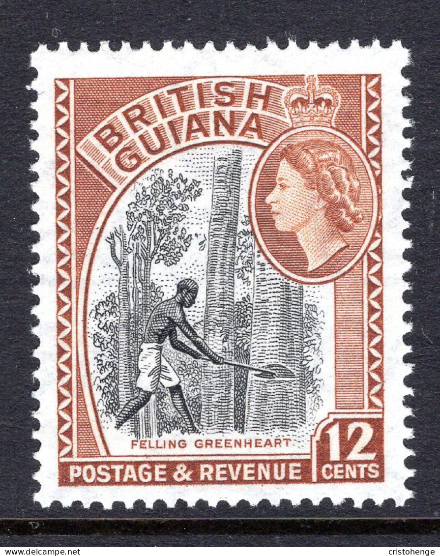 British Guiana 1954-63 QEII Pictorials - 12c Felling Greenheart - Light Brown - MNH (SG 338a) - Guyane Britannique (...-1966)