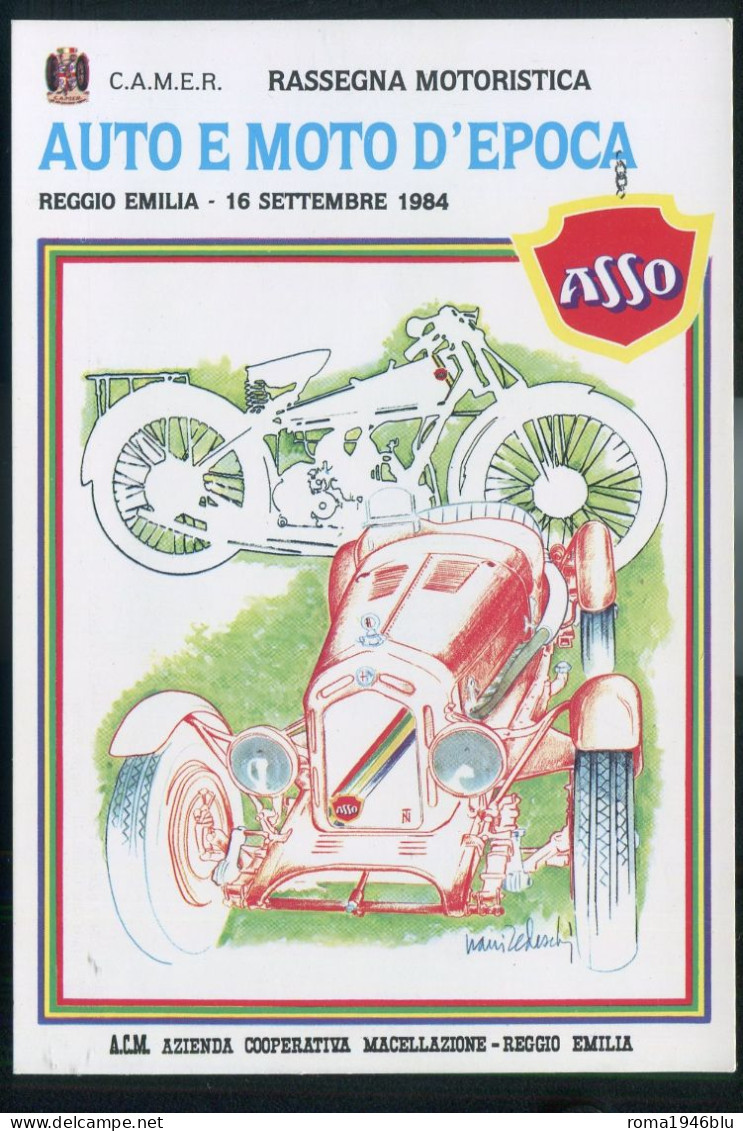 REGGIO EMILIA 1984 RASSEGNA MOTORISTICA AUTO E MOTO D'EPOCA CARTOLINA - Colecciones Y Lotes