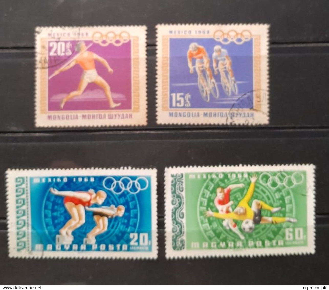 MEXICO CITY Olympic 1968 USED Javelin Cycling Swiming Football Coccer Mongolia Hungery Gold Medal - Ete 1968: Mexico