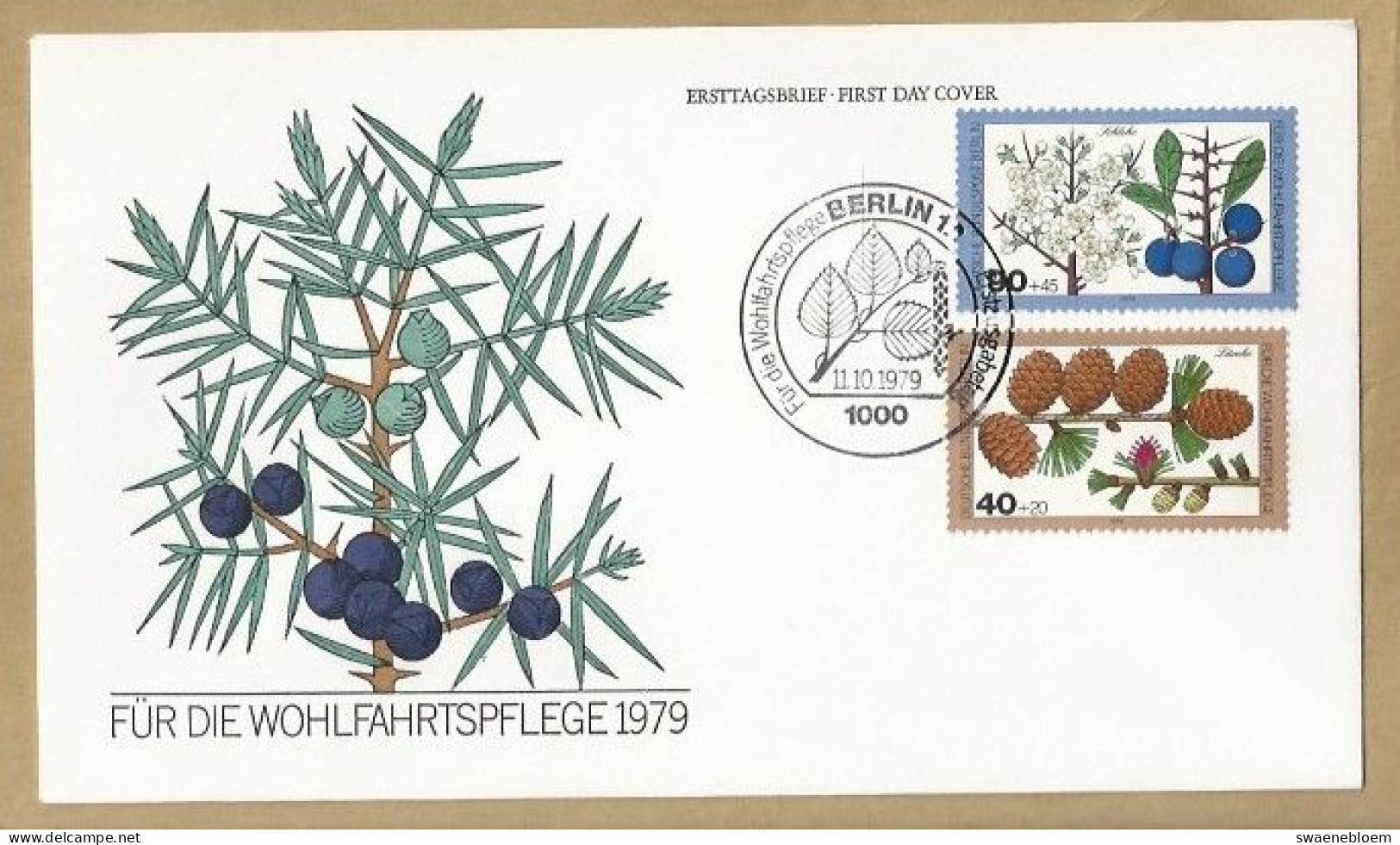 DE.- ERSTTAGSBRIEF. FUR DIE WOHLFAHRTSPFLEGE 1979. ERSTAUSGABE 11.10.1979. BERLIN 12. FDC. FIRST DAY COVER - 1971-1980