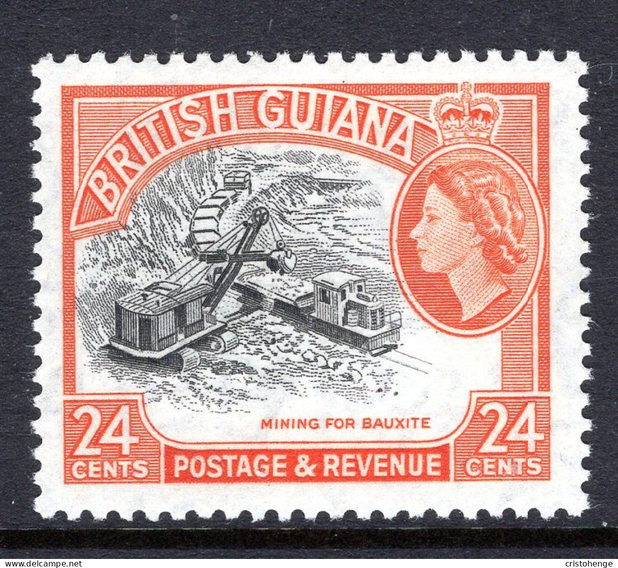 British Guiana 1954-63 QEII Pictorials - 24c Mining Bauxite - Brownish-orange - MNH (SG 339) - British Guiana (...-1966)