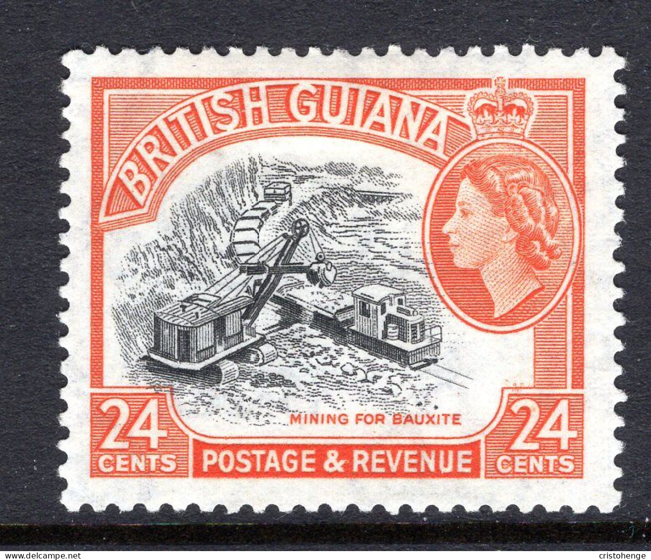 British Guiana 1954-63 QEII Pictorials - 24c Mining Bauxite - Brownish-orange - HM (SG 339) - Guayana Británica (...-1966)