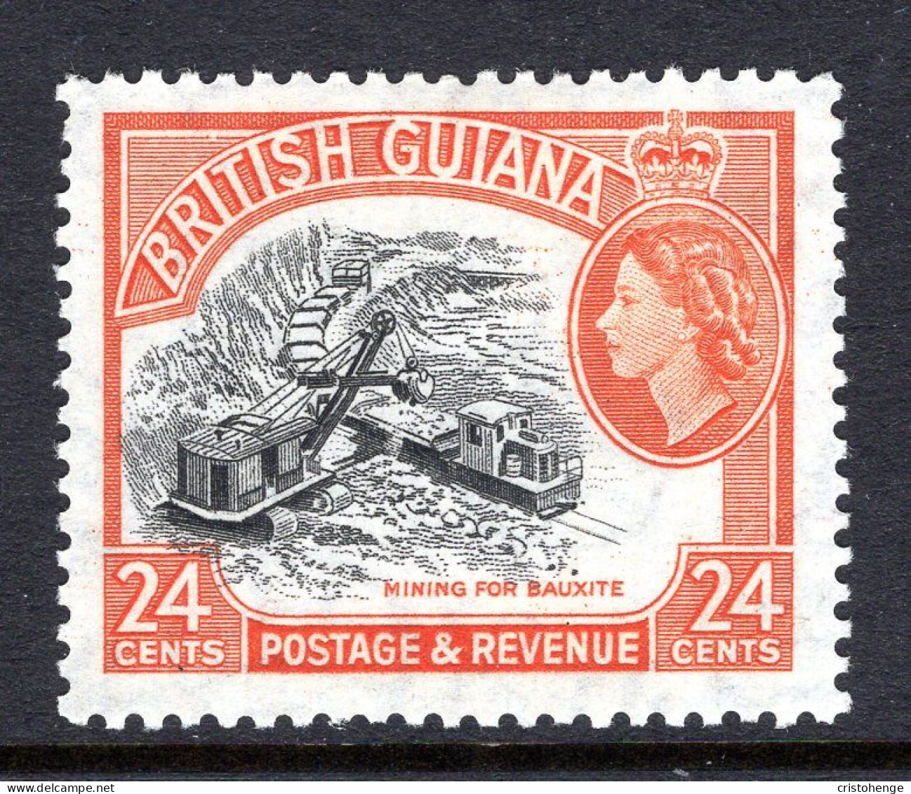 British Guiana 1954-63 QEII Pictorials - 24c Mining Bauxite - Brownish-orange - HM (SG 339) - British Guiana (...-1966)