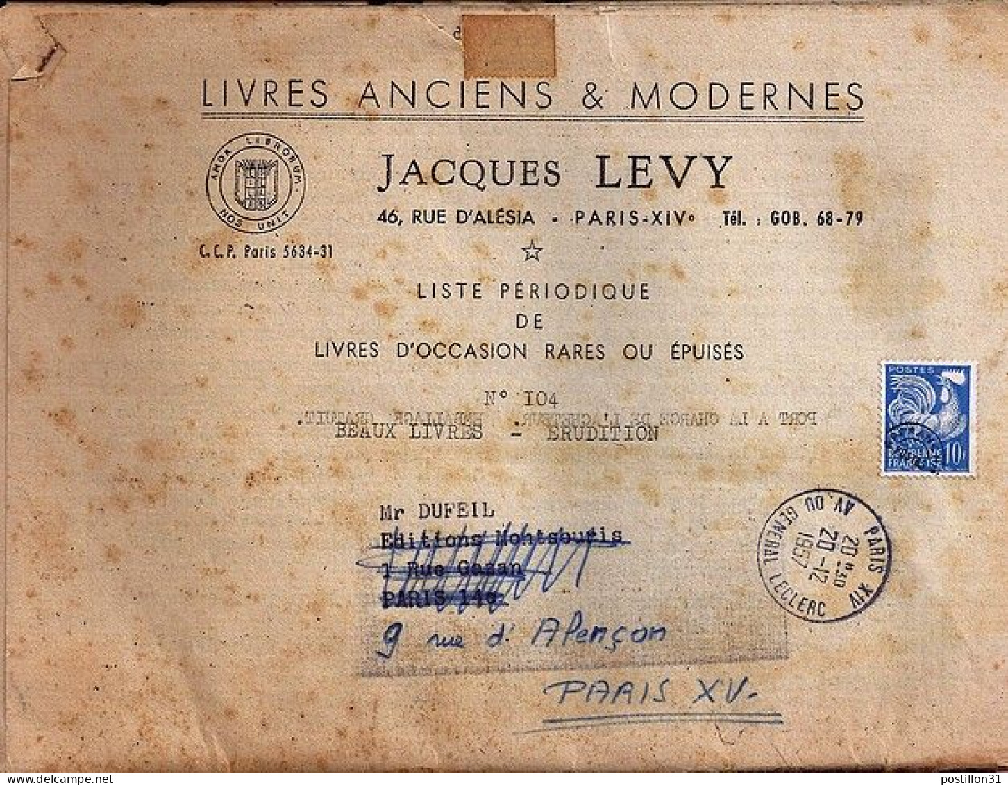 PREO N° 110 S/LISTE DE LIVRES ANCIENS De JACQUES LEVY/PARIS/1957 - 1953-1960