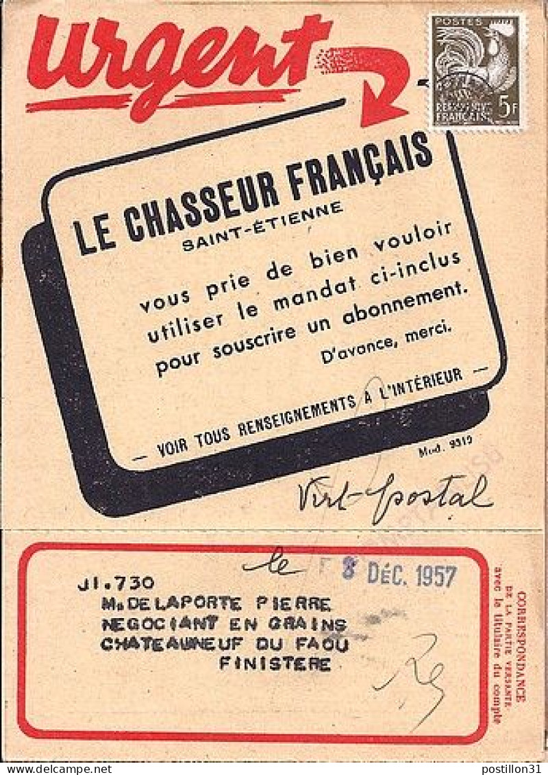 PREO N° 107 S/ABONNEMENT DE ETS LE CHASSEUR FRANCAIS - 1953-1960