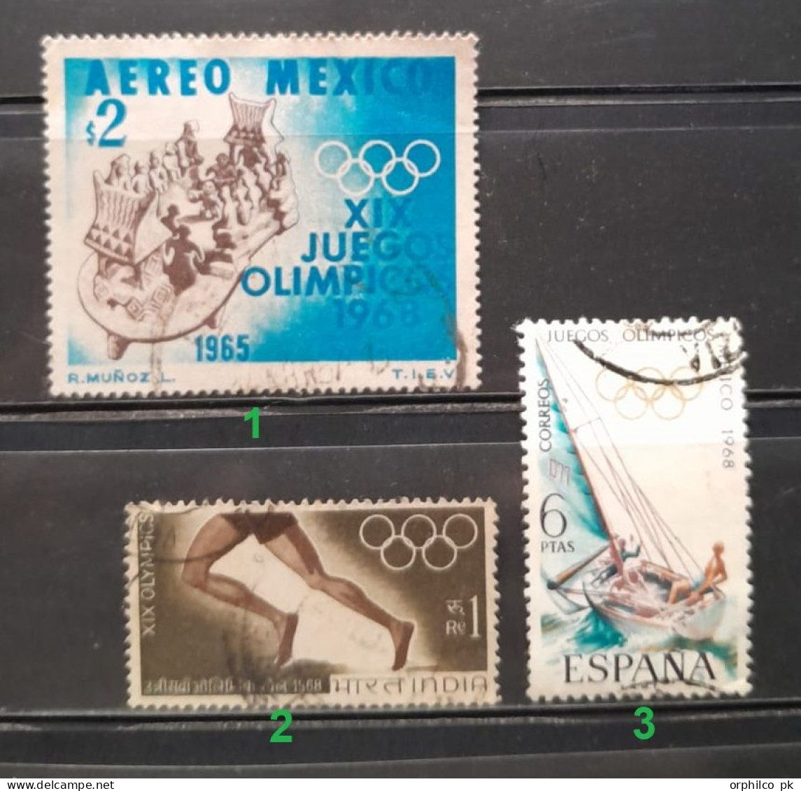 MEXICO CITY Olympic Juegos 1968 USED Athletic Rowing Boat Racing Spain India Incient Olympiad Stadium - Estate 1968: Messico