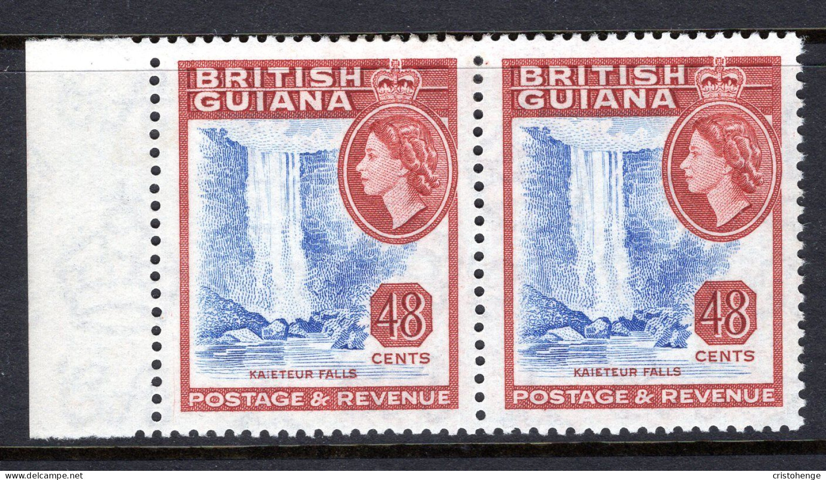 British Guiana 1954-63 QEII Pictorials - 48c Kaieteur Falls Pair HM (SG 341) - Guyane Britannique (...-1966)