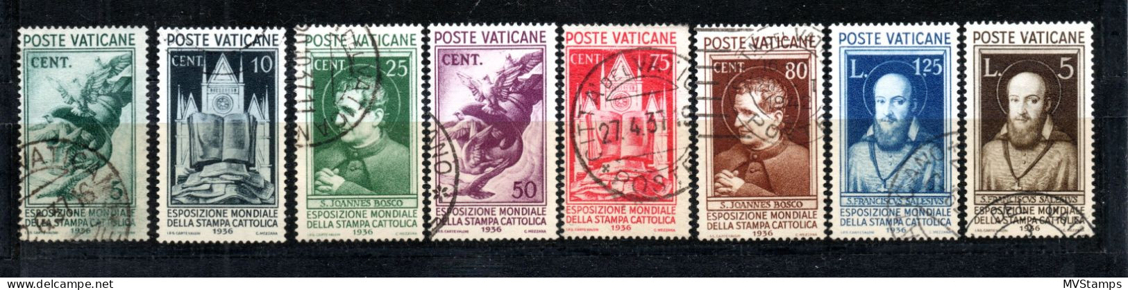 Vatikan 1936 Satz 51/58 Weltausstellung Der Katholische Presse Gebraucht - Usados
