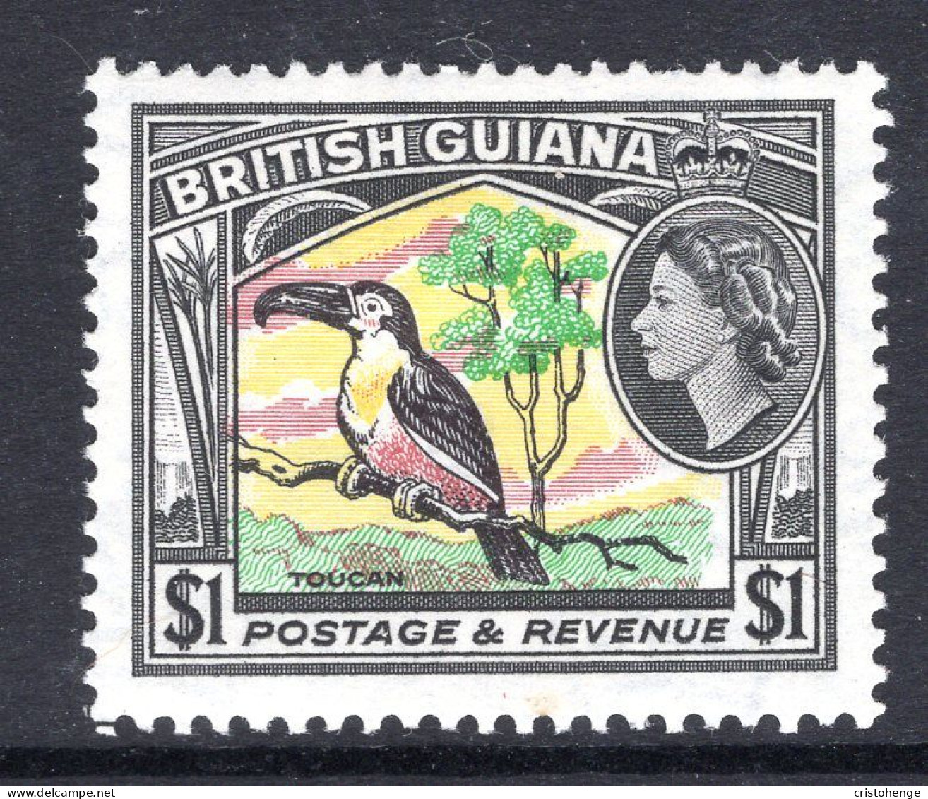 British Guiana 1954-63 QEII Pictorials - $1 Toucan HM (SG 343) - Guyane Britannique (...-1966)