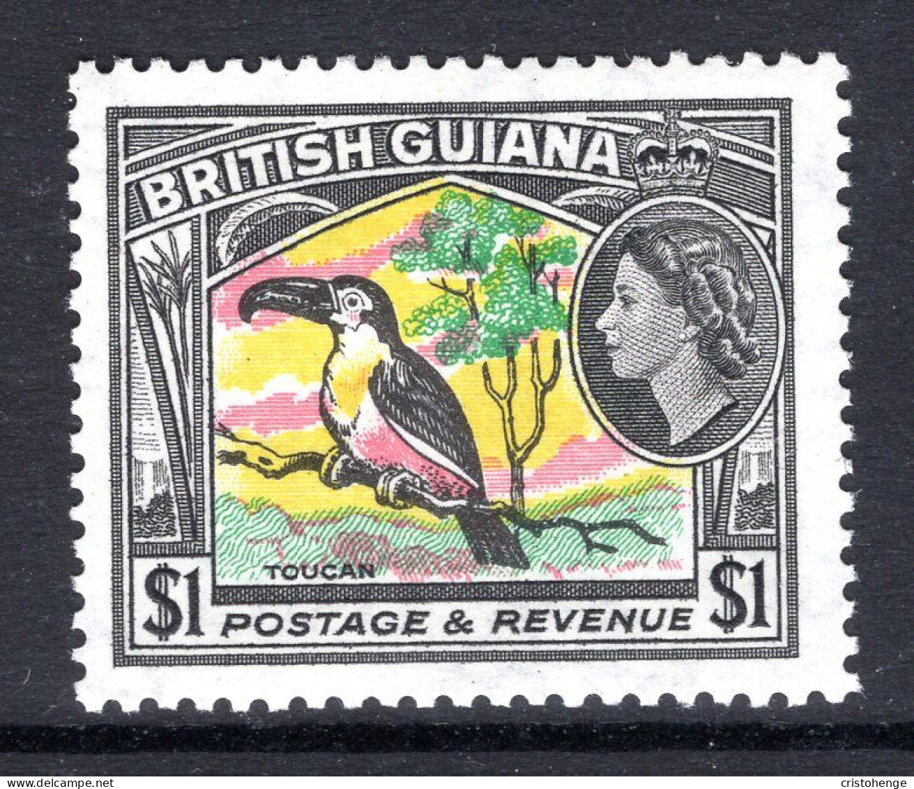 British Guiana 1954-63 QEII Pictorials - $1 Toucan HM (SG 343) - Guayana Británica (...-1966)