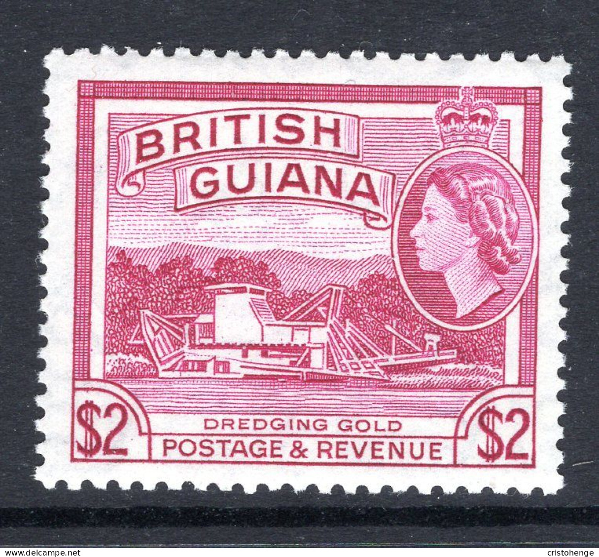 British Guiana 1954-63 QEII Pictorials - $2 Dredging Gold - Deep Mauve - MNH (SG 344) - British Guiana (...-1966)