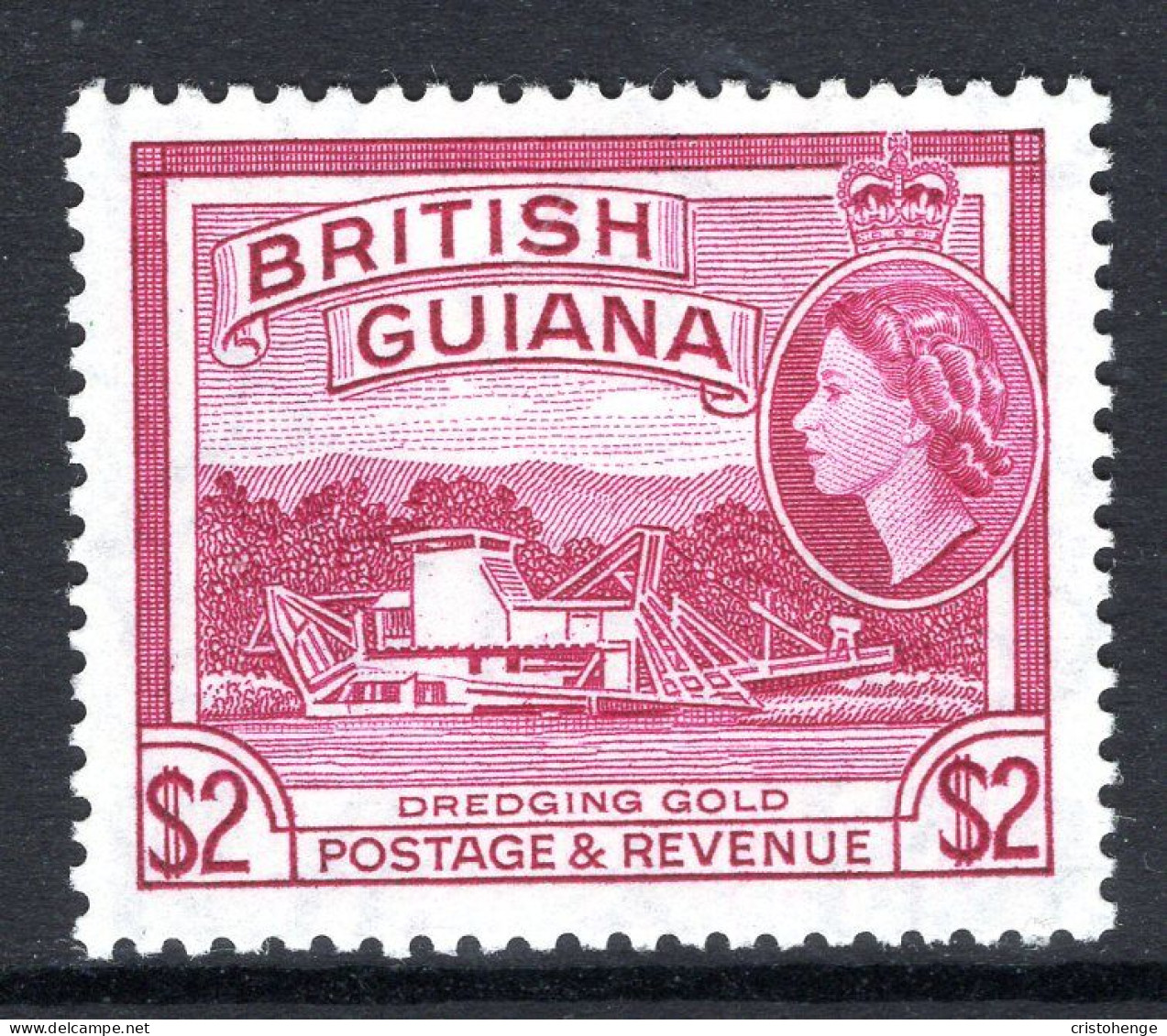 British Guiana 1954-63 QEII Pictorials - $2 Dredging Gold - Deep Mauve - HM (SG 344) - Britisch-Guayana (...-1966)