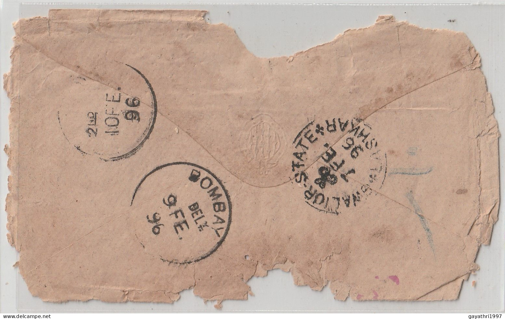 India Indian Cover From Gwalior Without Stamp. Postage Due One Anna With Snake In The Box To Bombay (G76) - Gwalior