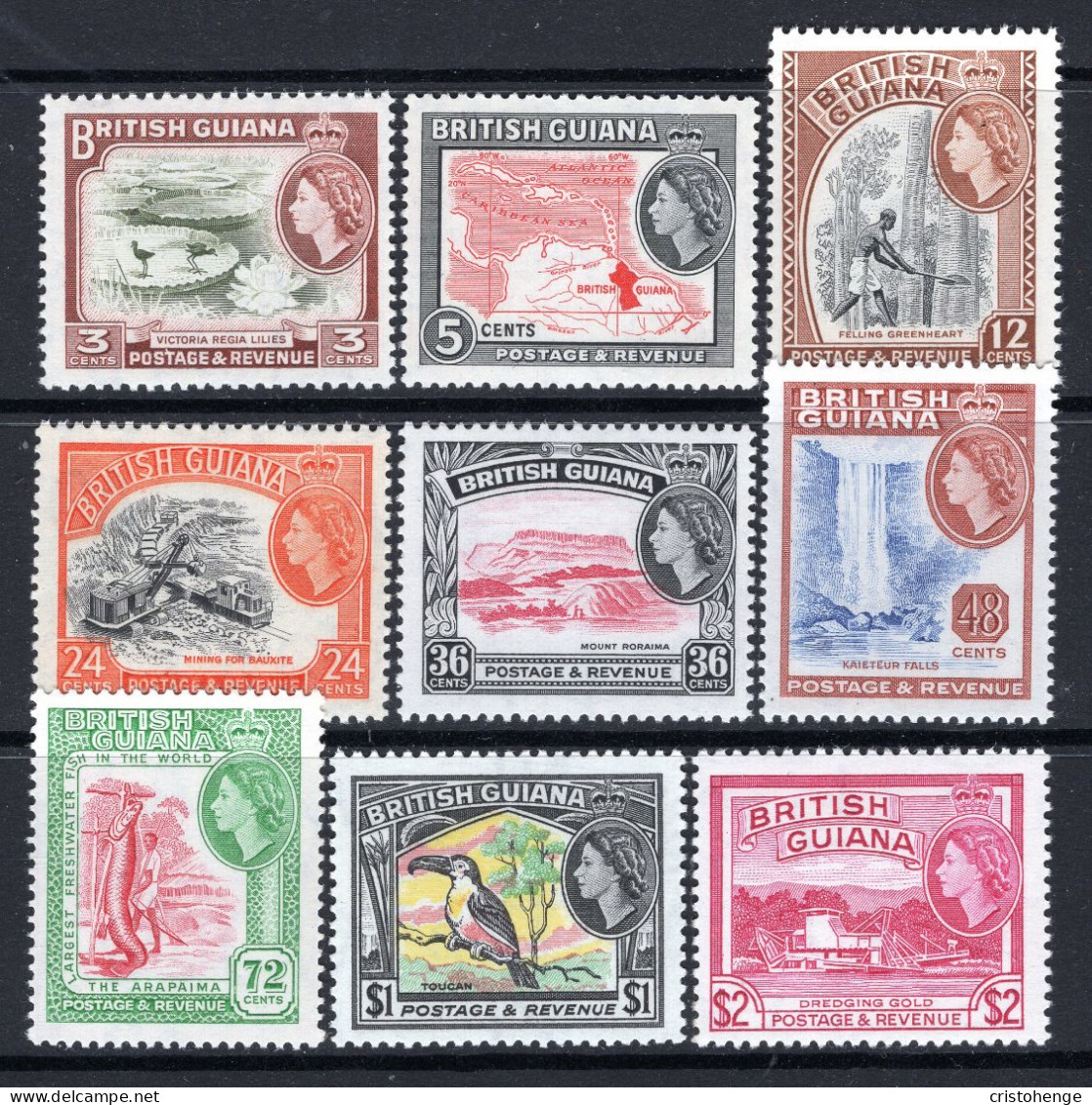 British Guiana 1963-65 QEII Pictorials - New Wmk. - Complete Set MNH (SG 354-365) - Guyana Britannica (...-1966)