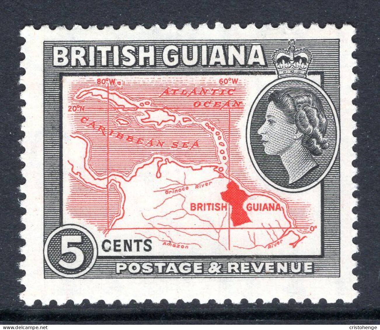 British Guiana 1963-65 QEII Pictorials - New Wmk. - 5c Map Of The Caribbean HM (SG 356) - Brits-Guiana (...-1966)