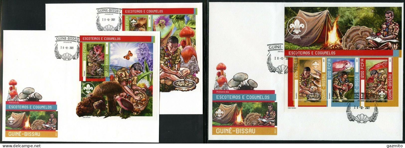 Guinea Bissau 2021, Scout And Mushrooms, 3val In BF+2BF In 3FDC - Guinea-Bissau