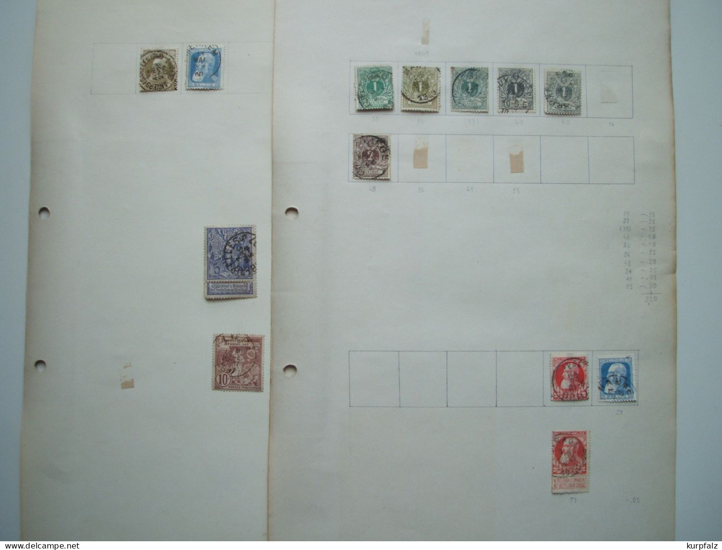 Belgien, Belgique - Unsortiertes Briefmarken-Konvolut Auf Blättern + Steckseite - Collections