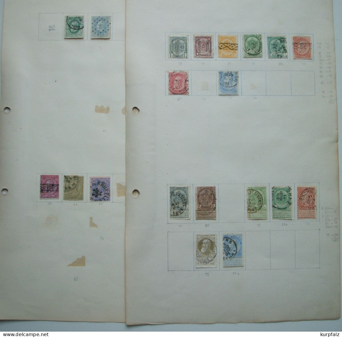 Belgien, Belgique - Unsortiertes Briefmarken-Konvolut Auf Blättern + Steckseite - Collezioni