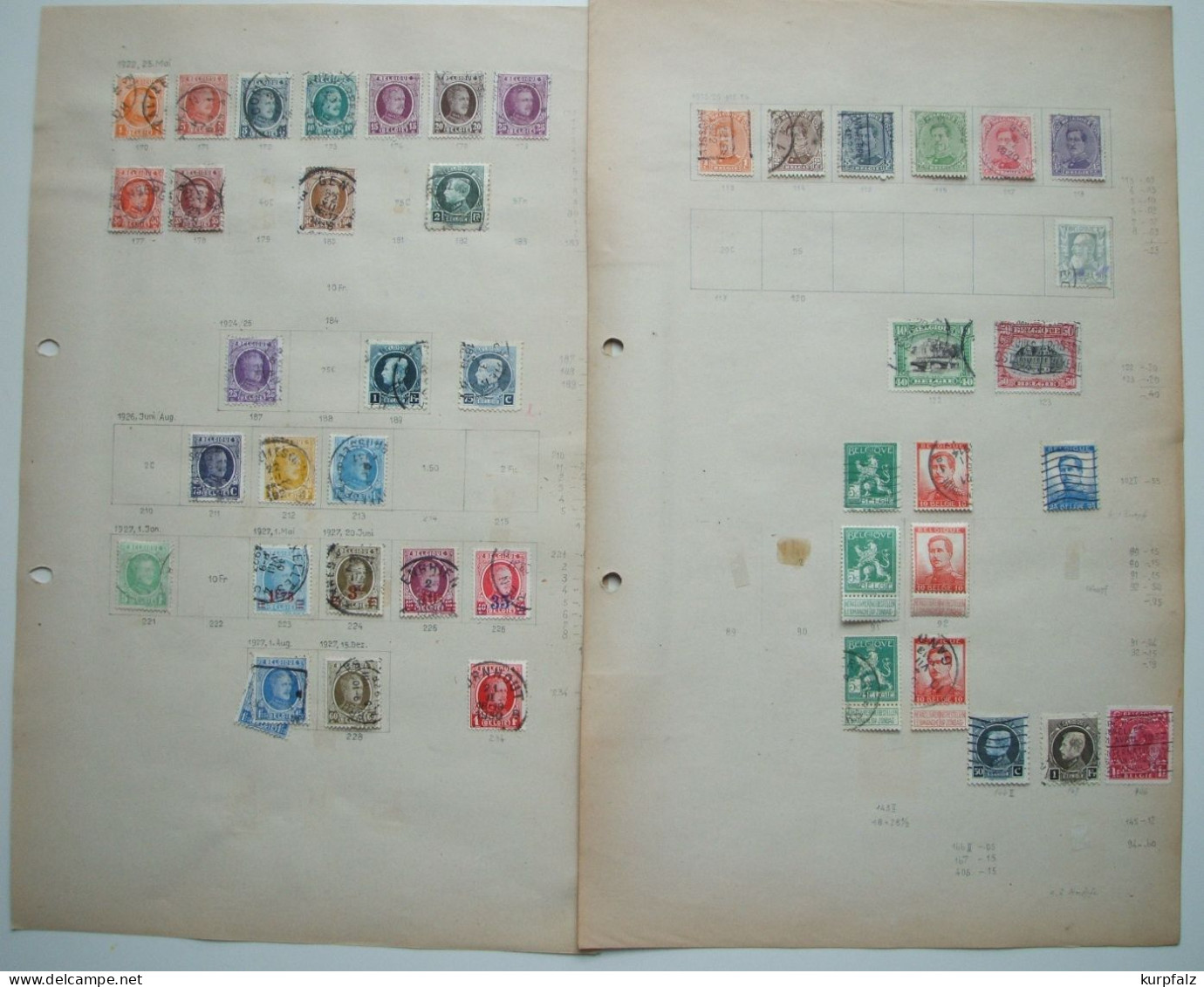 Belgien, Belgique - Unsortiertes Briefmarken-Konvolut Auf Blättern + Steckseite - Collections