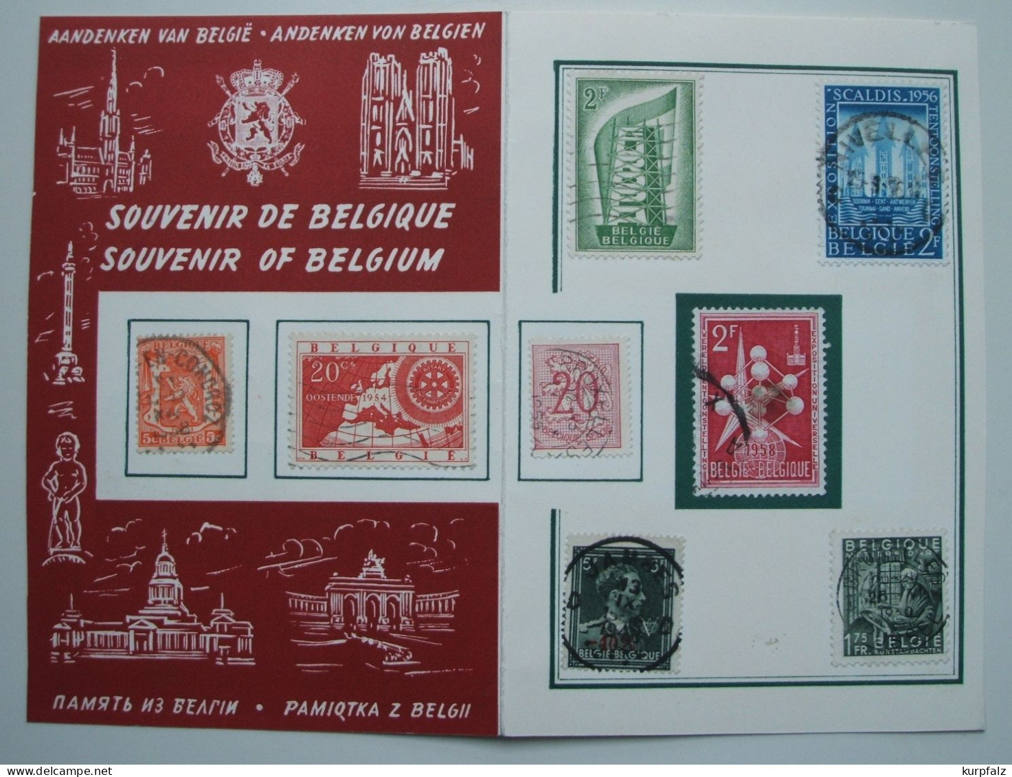 Belgien, Belgique - unsortiertes Briefmarken-Konvolut auf Blättern + Steckseite