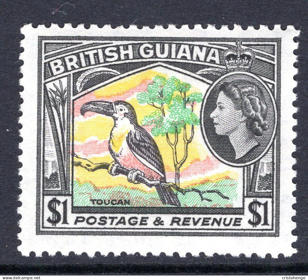 British Guiana 1963-65 QEII Pictorials - New Wmk. - $1 Toucan HM (SG 364) - Guyane Britannique (...-1966)