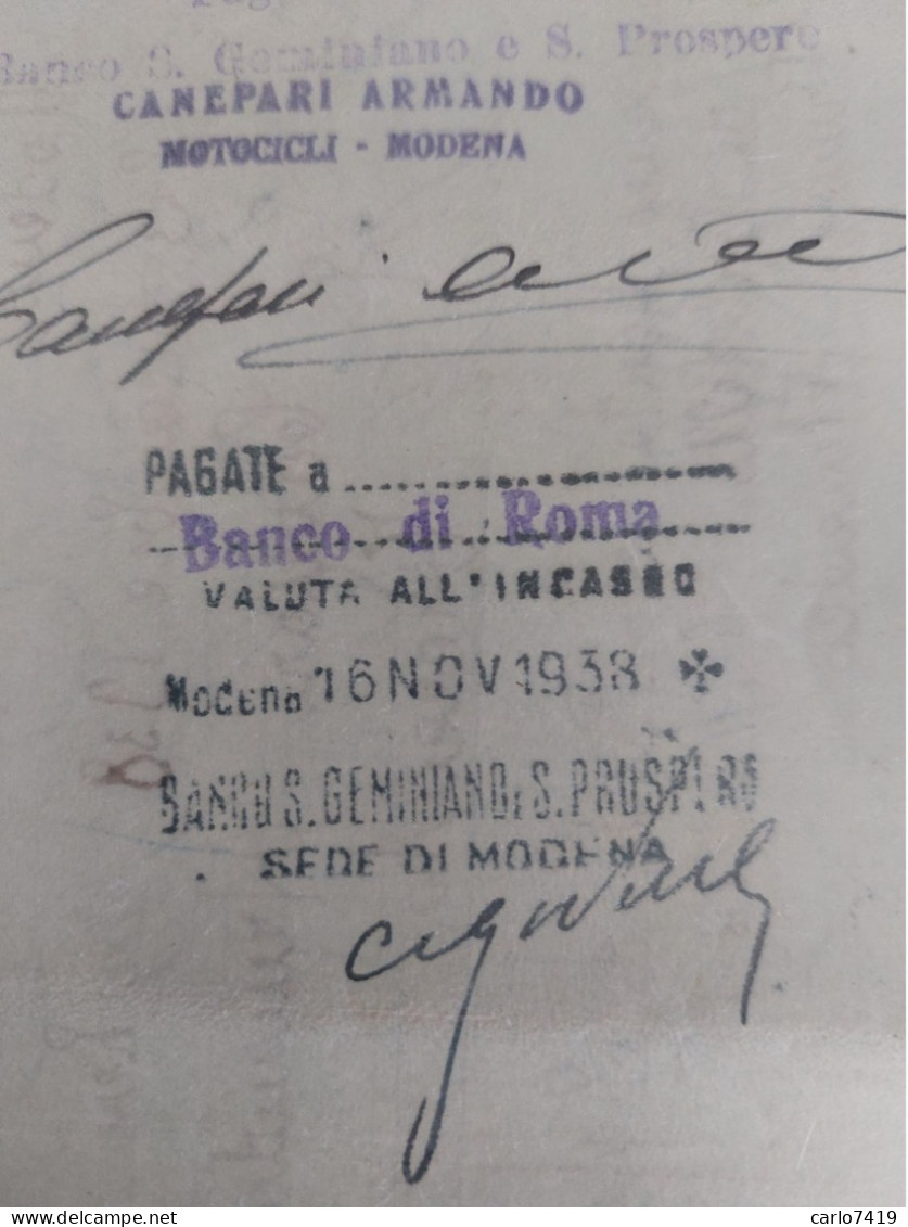 Modena - 1938 - Cambiale £ 300 - Canepari Motocicli Modena - Comm. 0005 - Bills Of Exchange