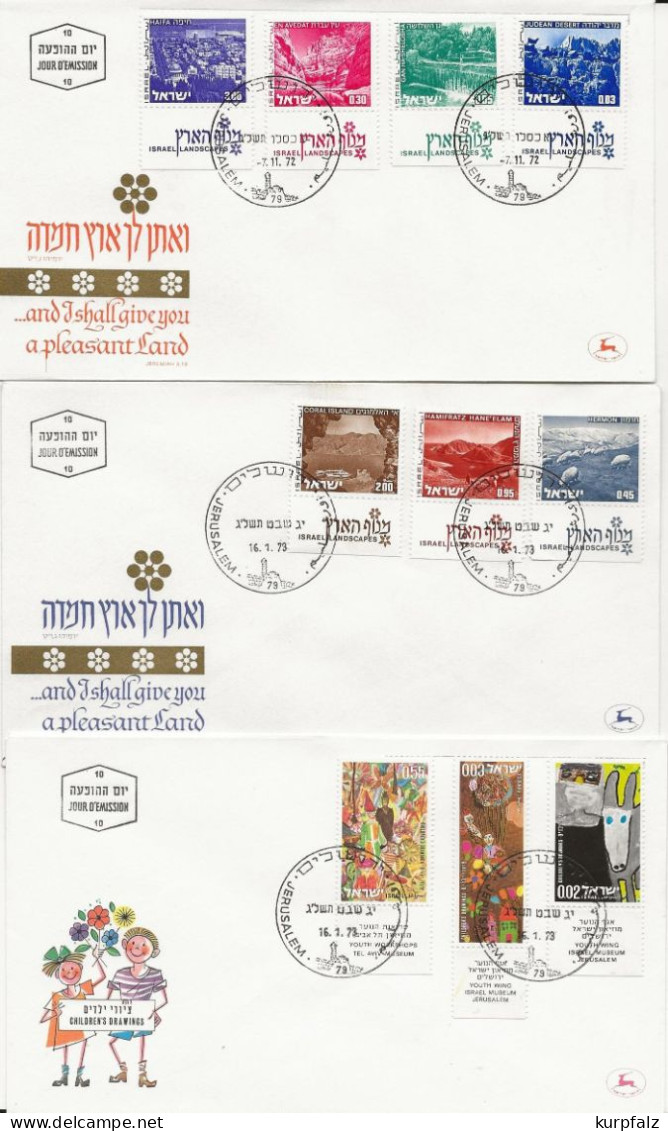 Israel - 17 verschiedene FDC's ab 1949 Neujahr bis 1973 Chagall