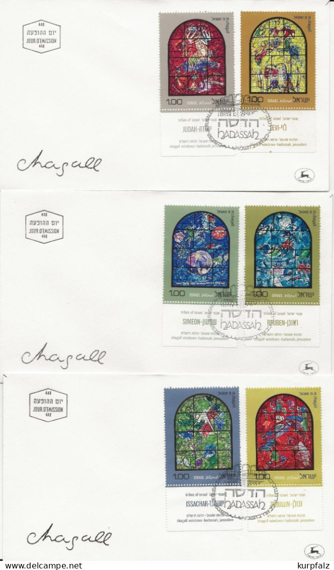 Israel - 17 verschiedene FDC's ab 1949 Neujahr bis 1973 Chagall