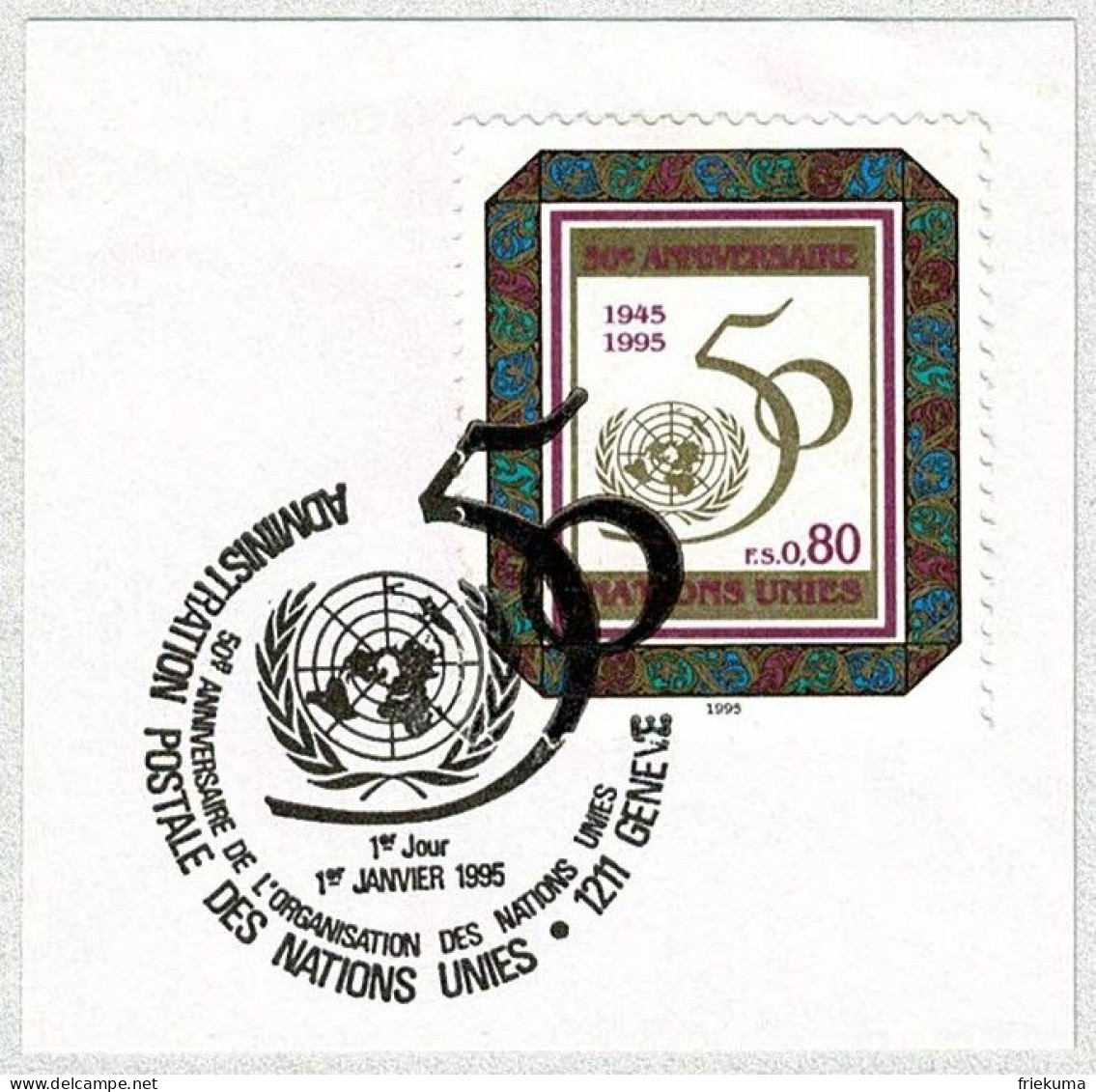 UNO Genève 1995, Ersttagstempel Jubiläum / Anniversaire - ONU