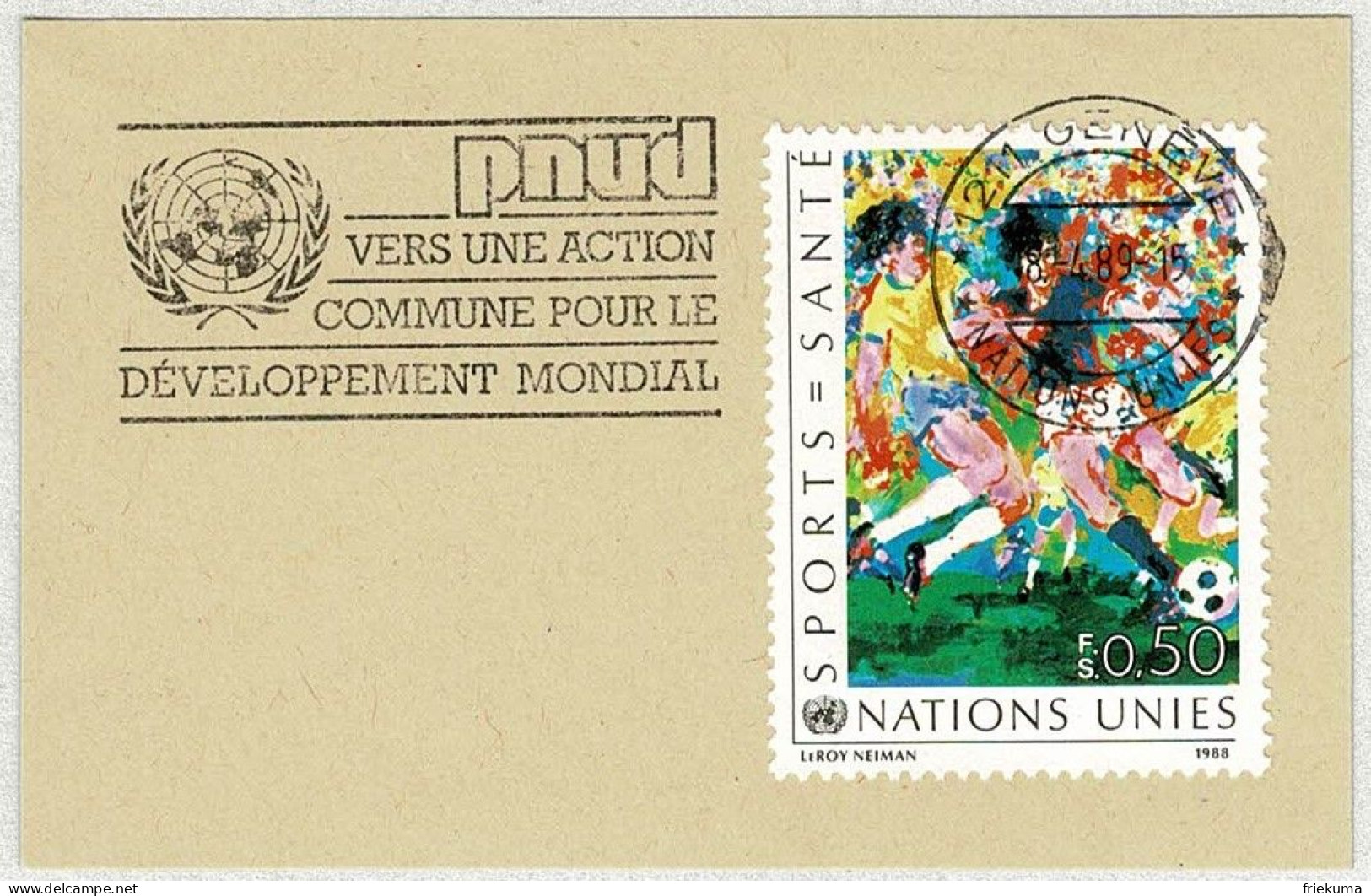 UNO Genève 1989, Flaggenstempel Pnud Action Pour Le Développement / Entwicklungsprogramm - ONU