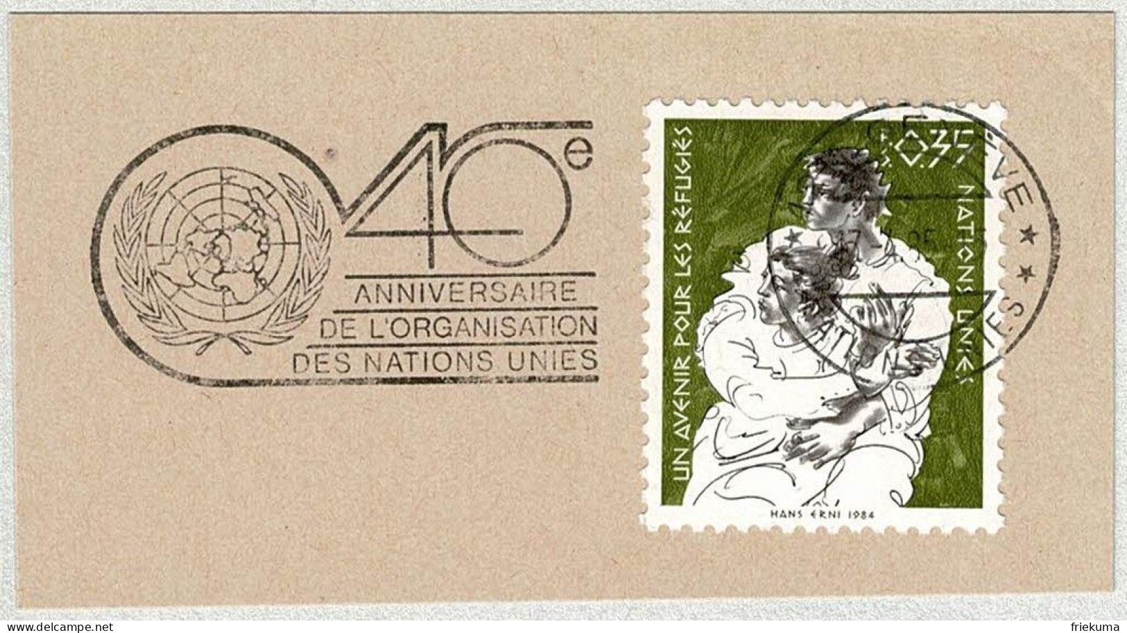 UNO Genève 1985, Flaggenstempel Jubiläum / Anniversaire - ONU