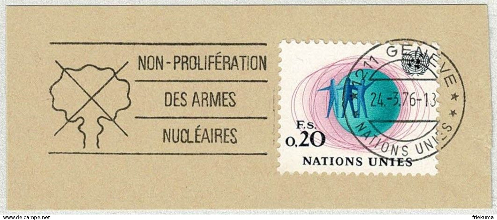 UNO Genève 1976, Flaggenstempel Non-prolifération Des Armes Nucléaires / Nichtverbreitung Von Atomwaffen - ONU