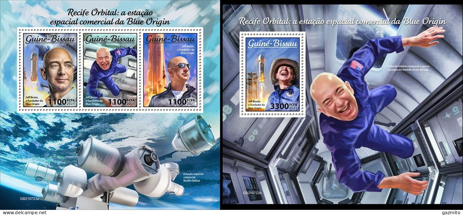 Guinea Bissau 2021, Space, Blue Origin, 3val In BF+BF - Guinea-Bissau