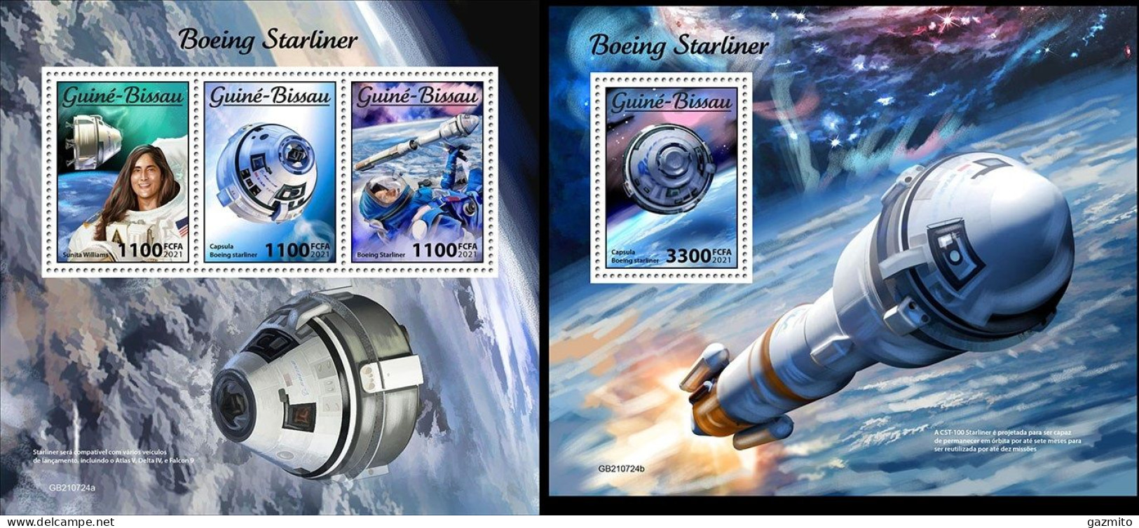 Guinea Bissau 2021, Space, Boeing Starliner, 3val In BF+BF - Guinea-Bissau