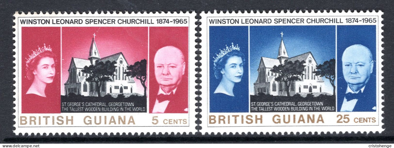 British Guiana 1966 Churchill Commemoration Set MNH (SG 374-375) - Guyane Britannique (...-1966)