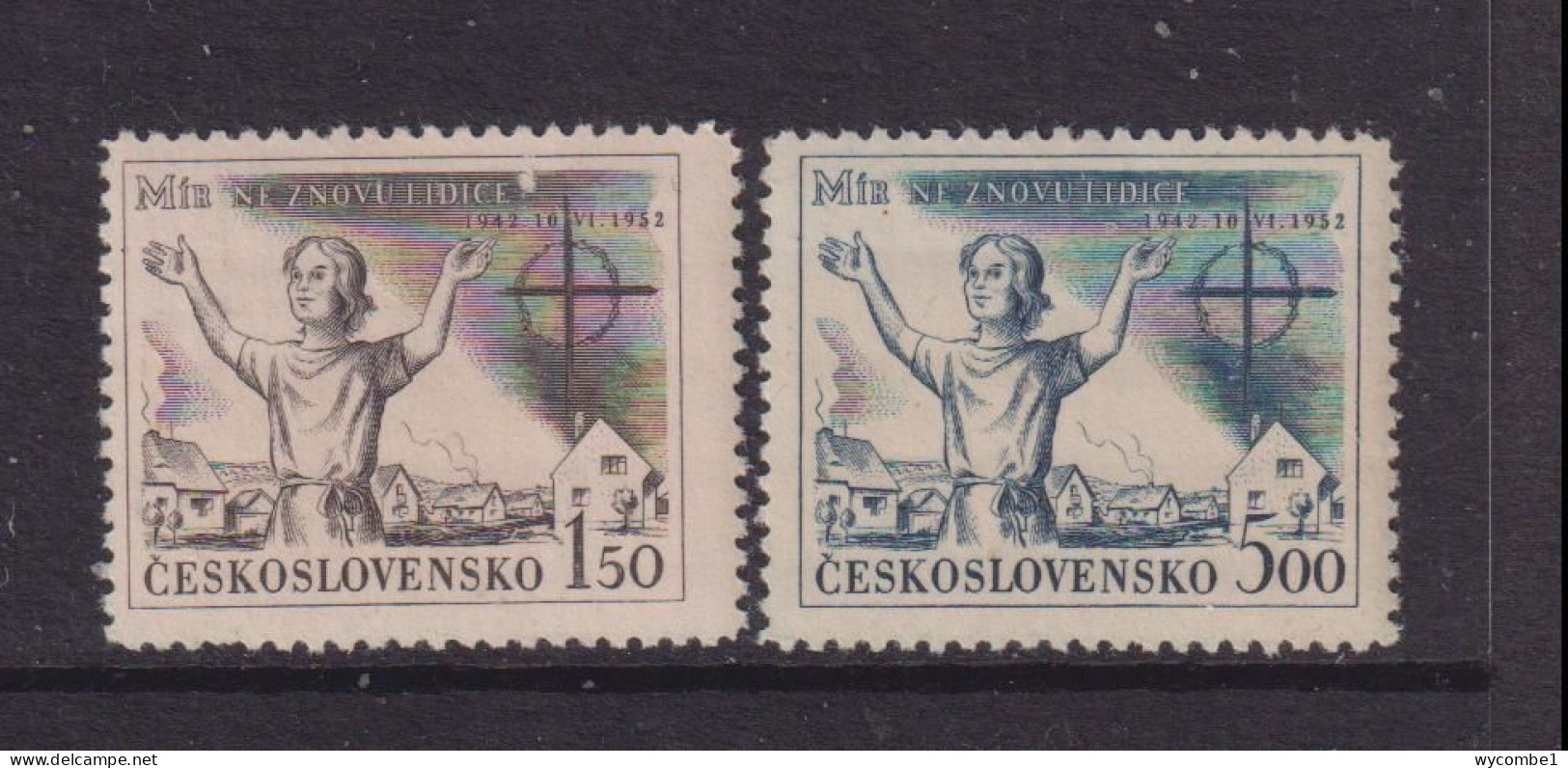 CZECHOSLOVAKIA  - 1952  Lidice Set   Never Hinged Mint - Unused Stamps