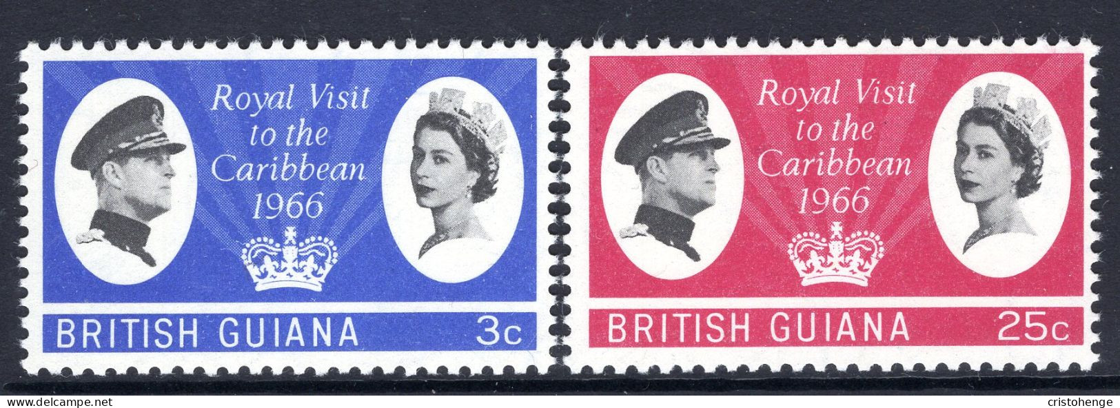 British Guiana 1966 Royal Visit Set HM (SG 376-377) - Guyana Britannica (...-1966)