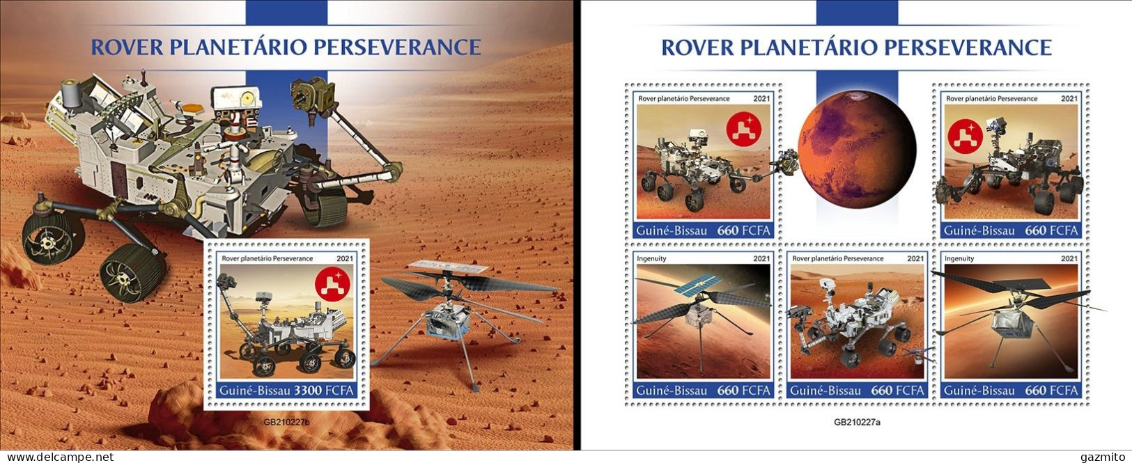 Guinea Bissau 2021, Space, Rover Perseverance, 5val In BF +BF - Guinea-Bissau