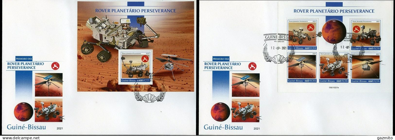 Guinea Bissau 2021, Space, Rover Perseverance, 5val In BF +BF In 2FDC - Afrika