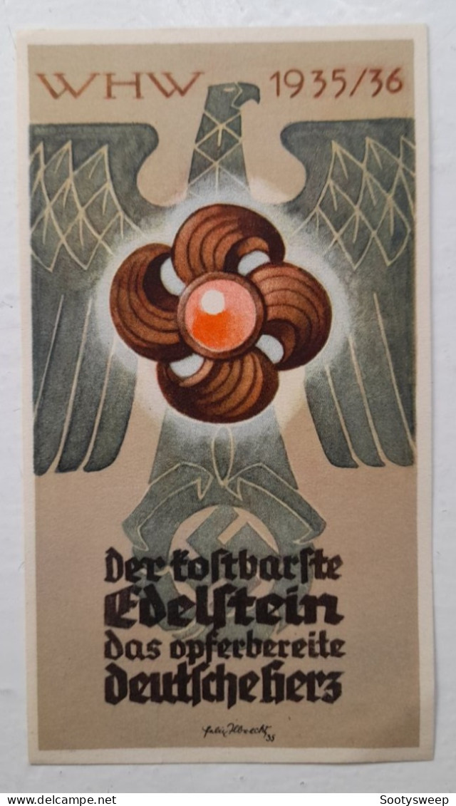 1936 German Winterhilfswerk Donation Sheet - WHW - Third Reich Winterhilfswerk Donation Sheet - 1939-45