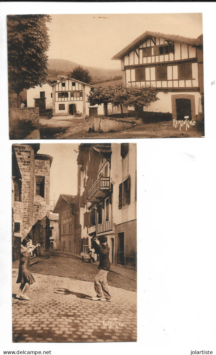 Pays Basque Cpa 2 Cartes Village Basque D Aihoa Et Le Fandango Non Ecrite Signe Ramuntcho N0169 - Midi-Pyrénées