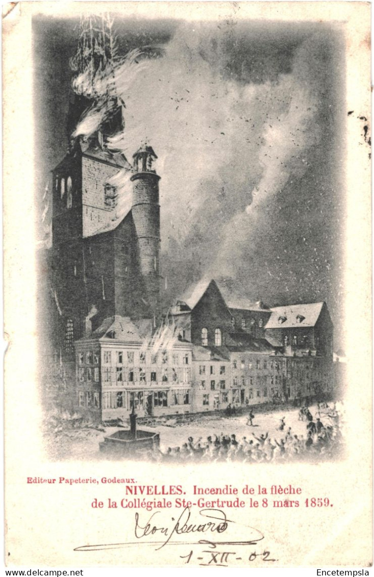 CPA Carte Postale Belgique Nivelles Incendie De La Flèche En 1859 Illustration 1902 VM78710ok - Nijvel