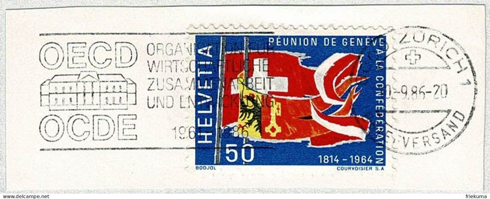 Schweiz / Helvetia 1986, Flaggenstempel OECD / OCDE Zürich - Altri & Non Classificati