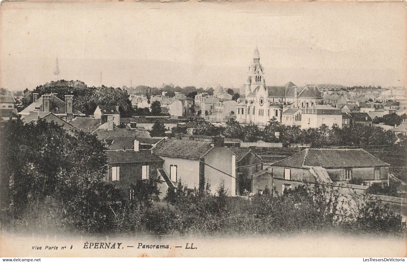 FRANCE - Epernay - Panorama - LL - Cathédrale - Carte Postale Ancienne - Epernay