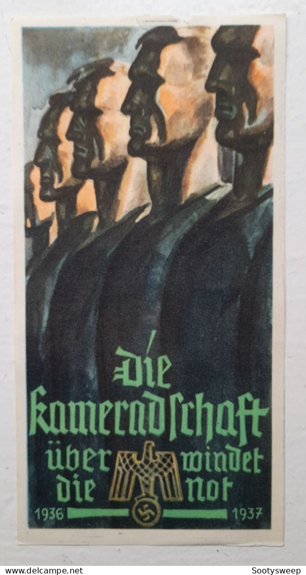 1937 German Winterhilfswerk Donation Sheet - WHW - Third Reich Winterhilfswerk Donation Sheet - 1939-45