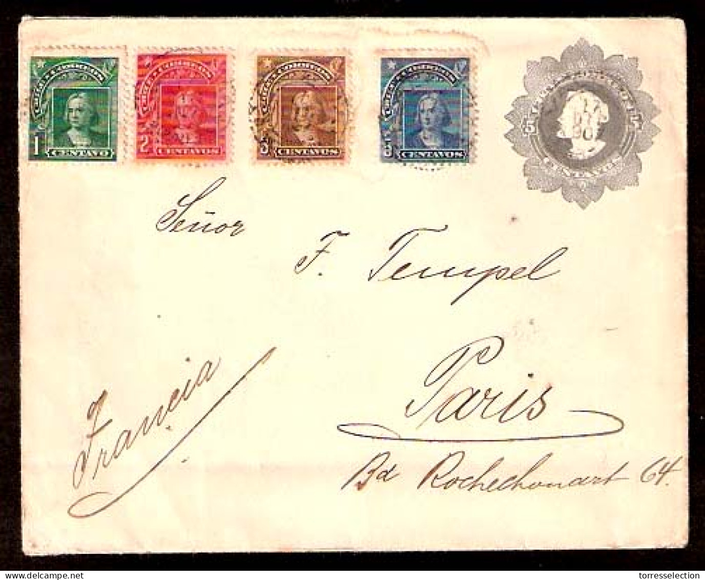 CHILE - Stationery. 1907. Valdivia - France. Stat Env + 4 Xtra Colors Adtls. Nice. - Chile