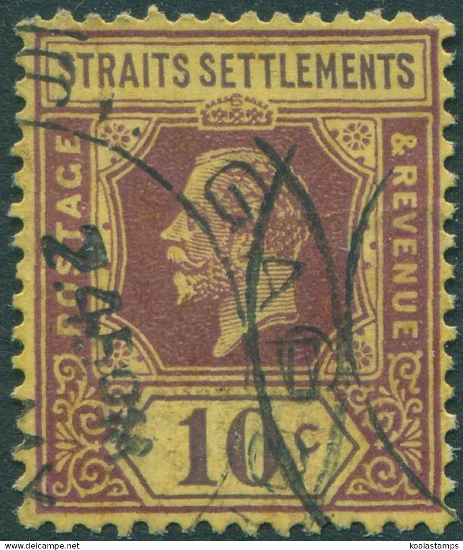 Malaysia Straits Settlements 1912 SG202 10c Purple/yellow KGV FU - Straits Settlements