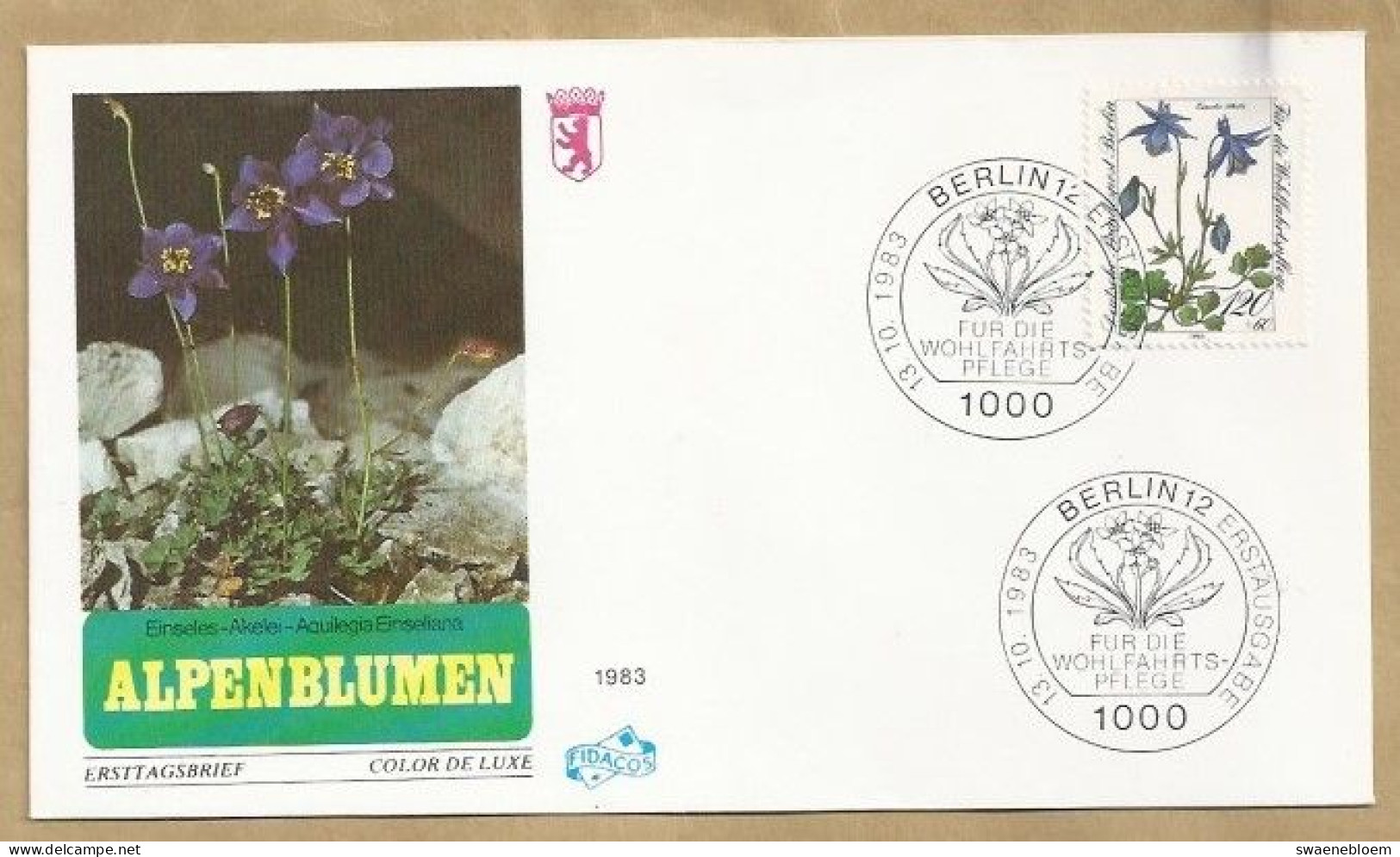 DE.- ERSTTAGSBRIEF. EINSELES-AKELEI-AQUILEGIA-EINSELIANA. ERSTAUSGABE 13.10.1983. BERLIN 12. FDC - 1981-1990